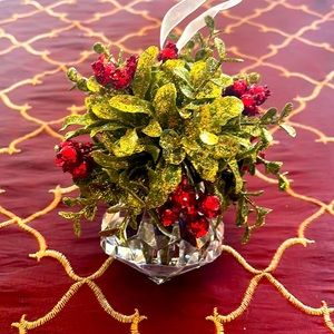 Decorative Holly Holiday Ornament - Red NWOT